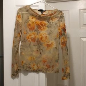 Sheer boatneck top, earthy colors